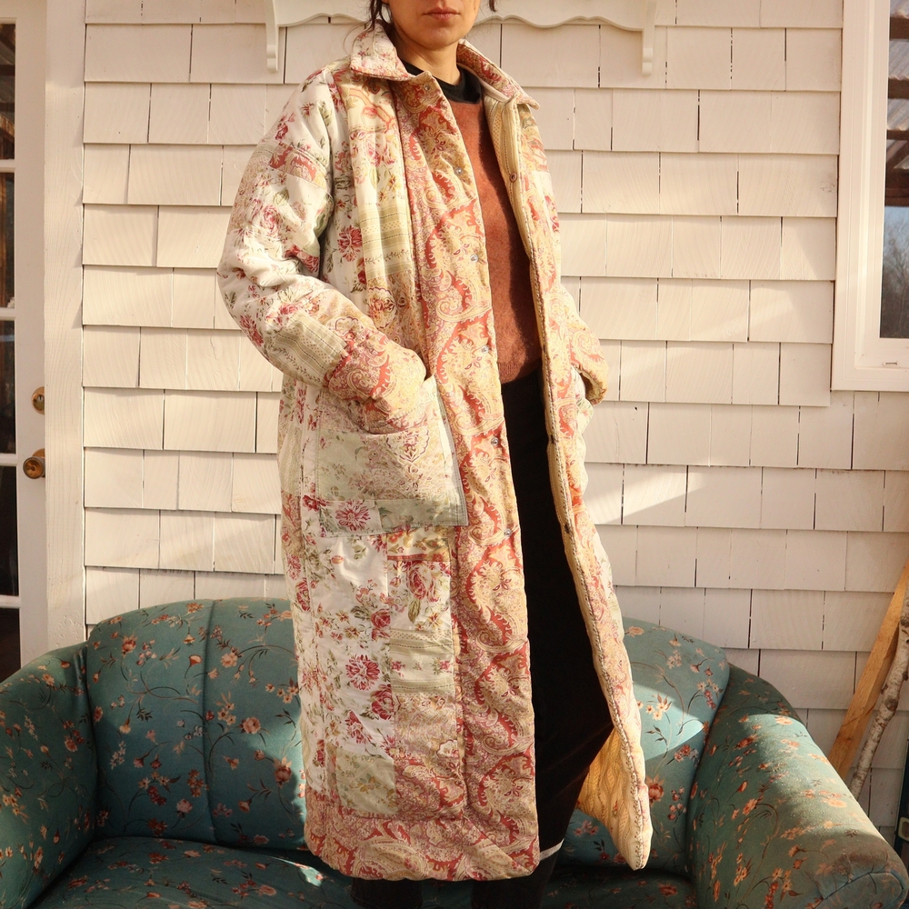 Upcycled Patchwork Quilt Duster Jacket Vintage M • L - Picture 8 of 10